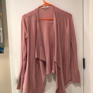 Loft pink open front cardigan